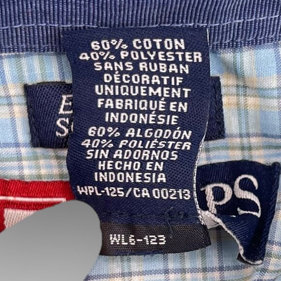 Chaps Men’s Easy‑Care Short‑Sleeve Plaid Shirt L/G (2XL Fit) Blue/Grey/Cream - Picture 7 of 7